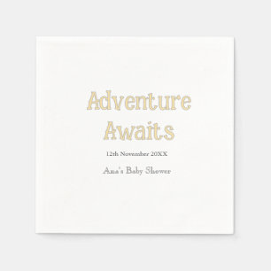 Serviette En Papier Aventure attend bébé ajouter nom date pastel