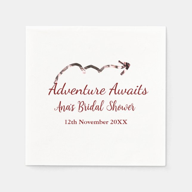Serviette En Papier Aventure attend la douche nuptiale ajouter nom flè (Devant)