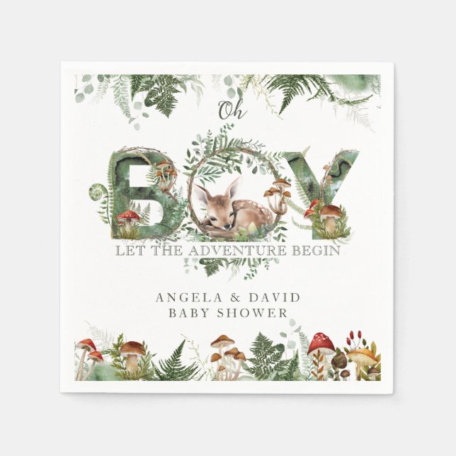 Serviette En Papier Aventure Bois Champignon Fern Baby Boy Douche (Devant)