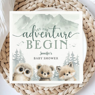 Serviette En Papier Aventure Commence Baby Shower Forêt Montagne