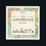 Serviette En Papier Aventure commence Papier Napkin Carte du monde Voy<br><div class="desc">♥ Ces serviettes en papier sont un grand complément à votre fête ! Thème aventure.</div>