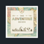 Serviette En Papier Aventure commence Papier Napkin Carte du monde Voy<br><div class="desc">♥ Ces serviettes en papier sont un grand complément à votre fête ! Thème aventure.</div>