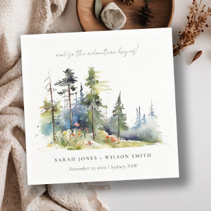 Serviette En Papier Aventure Commencer Pine Forest Paysage Mariage