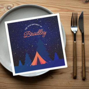 Serviette En Papier Aventure de camping extérieur ciel nocturne bleu