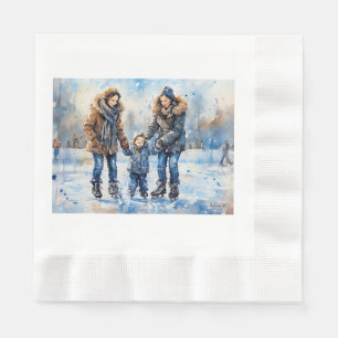 Serviette En Papier Aventure de patinage sur glace,