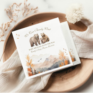 Serviette En Papier Aventure d'ours Montagnes d'automne Fête prénatale