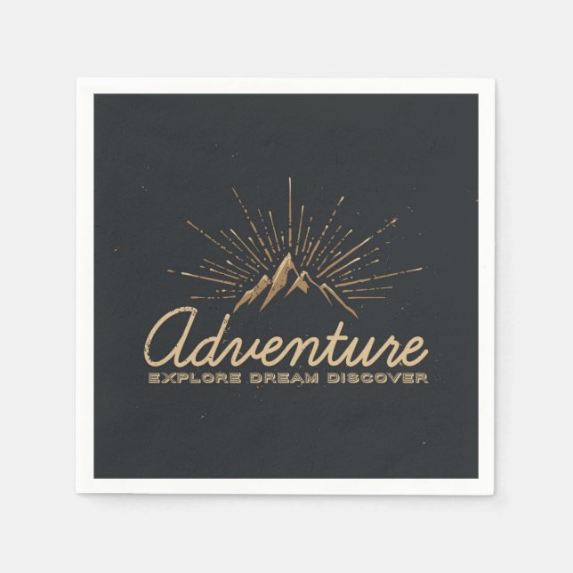 Serviette En Papier Aventure Explorez Dream Découvrez la typographie (Devant)