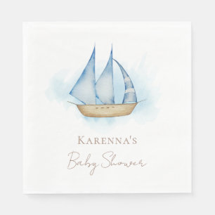 Serviette En Papier Aventure nautique Baby shower blanc serviettes