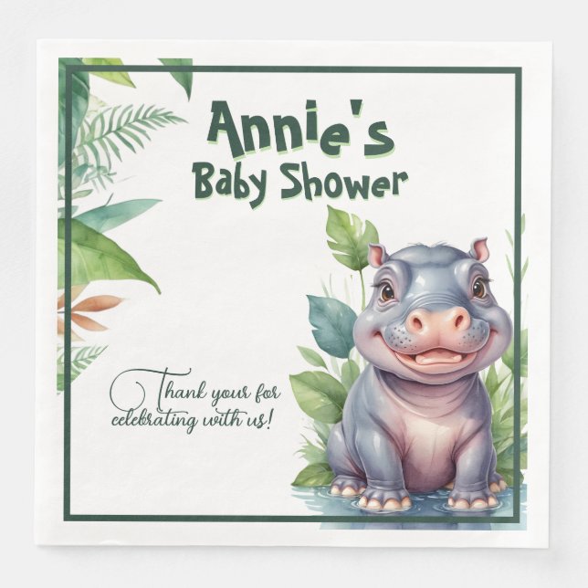 Serviette En Papier Aventure Safari rugissante : Baby shower animal sa (Devant)