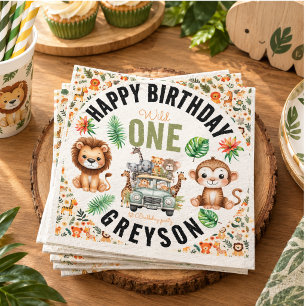 Serviette En Papier Aventure Sauvage Jungle 1er Anniversaire