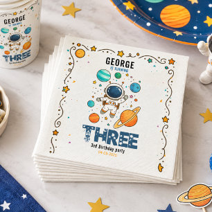 Serviette En Papier Aventure spatiale 3e anniversaire   Fête dans l'es