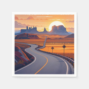 Serviette En Papier aventures de voyage pittoresques sur une route sin