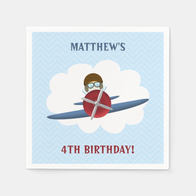 Serviette En Papier Aviateur et son avion (Devant)