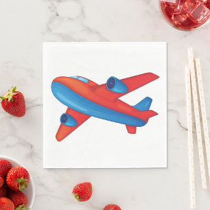 Serviette En Papier Avion à réaction coloré rouge et bleu
