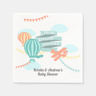 Serviette En Papier Avion et ballon de baby shower d'aventure