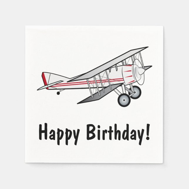 Serviette En Papier Avion Joyeux anniversaire (Devant)