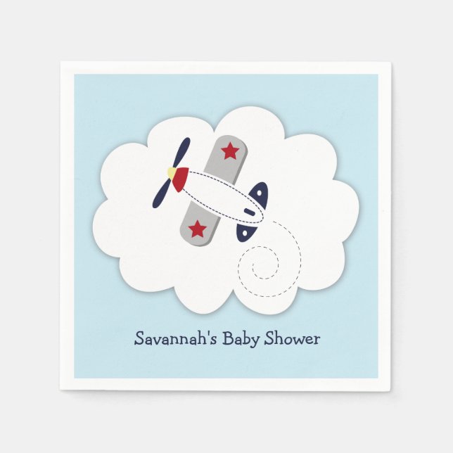 Serviette En Papier Avion Little Aviator Custom Party Napkin (Devant)