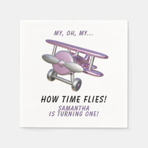 Serviette En Papier Avion Oh Mon Temps Passe Voyage Premier Anniversai