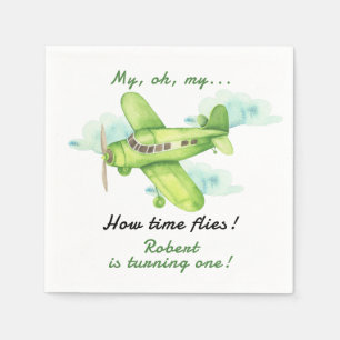 Serviette En Papier Avion Oh Mon Temps Passe Voyage Premier Anniversai