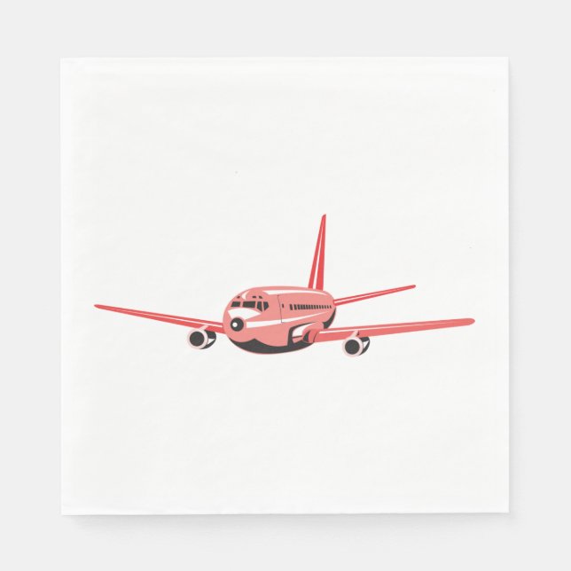 Serviette En Papier Avion rose (Devant)