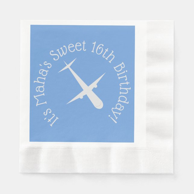 Serviette En Papier Avion sur Blue Personnalisé Coin (Devant)
