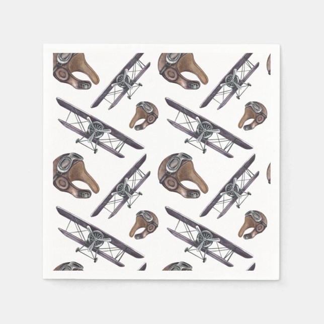 Serviette En Papier Avion Vintage  (Devant)
