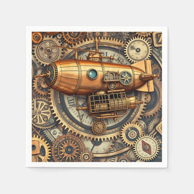 Serviette En Papier Avion vintage Steampunk (Devant)
