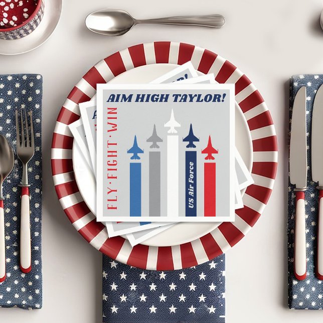 Serviette En Papier Avions à réaction de la Force aérienne militaire (Air Force Airman Name jet planes paper napkins patriotic military going away party table decorations)
