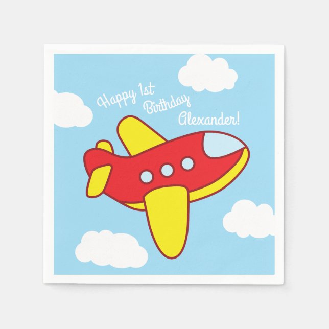 Serviette En Papier Avions et Jets Cute Kid's Birthday Party (Devant)