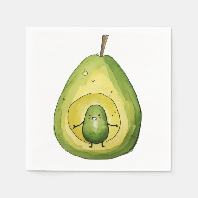 Serviette En Papier Avocat, design bébé avocat mignon (Devant)