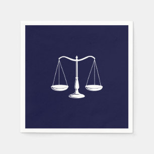 Serviette En Papier Avocat Échelle de justice Elégant Marine Bleu