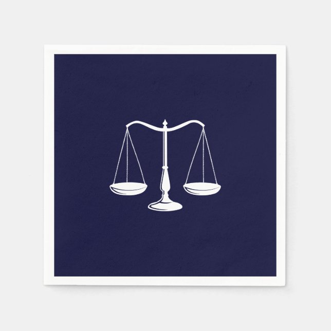 Serviette En Papier Avocat Échelle de justice Elégant Marine Bleu (Devant)