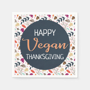 Serviette En Papier Avoir un texte végétalien d'oranges florales bleue