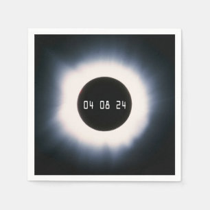 Serviette En Papier Avril 2024 Éclipse solaire totale en noir et blanc