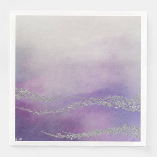 Serviette En Papier Awash Elegant Aquarelle dans Mariage violet orchid