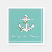 Aweigh in the Manger Nautical Holiday Napkin Seafo