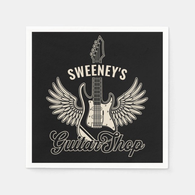 Serviette En Papier AXE Electrique AJOUTER NOM Guitariste Guitare Bout (Devant)