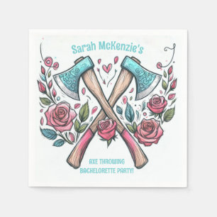 Serviette En Papier Axes et Roses - Ax Throwing Bachelorette Party