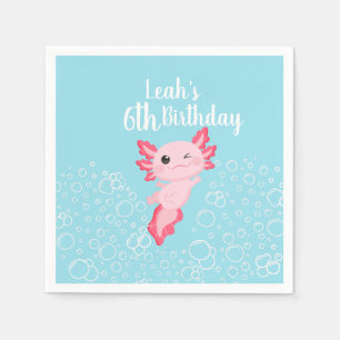 Serviette En Papier Axolotl rose et bleu Anniversaire PaPaper Napkin