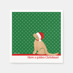 Serviette En Papier Ayez des serviettes vertes de Noël dorées