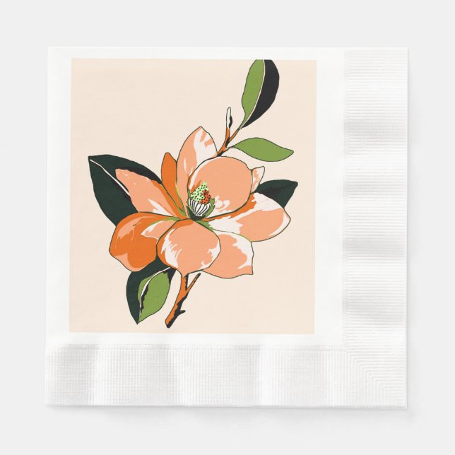 Serviette En Papier Azalée Abricot sur Crème (Devant)