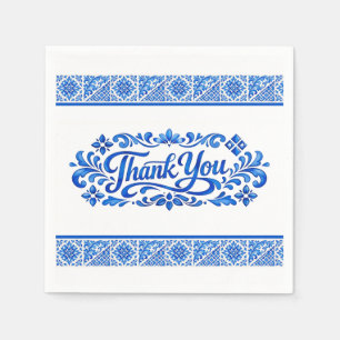 Serviette En Papier Azul & Limone Romance Azul Carreau Merci Mariage