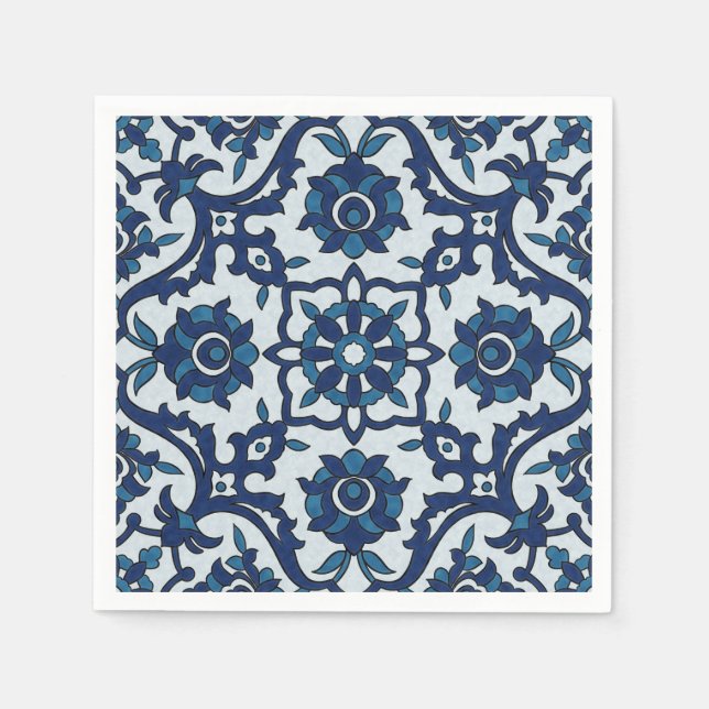 Serviette En Papier Azulejos Floral Carrelage Motif (Devant)