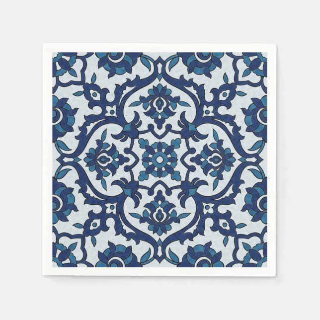 Serviette En Papier Azulejos Floral Carrelage Motif (Devant)