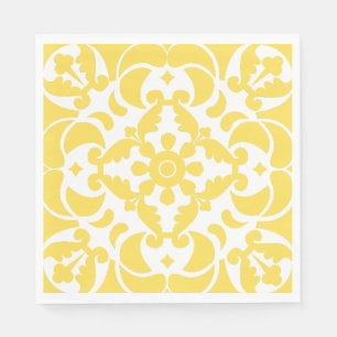 Serviette En Papier Azulejos jaune portugais espagnol méditerranéen