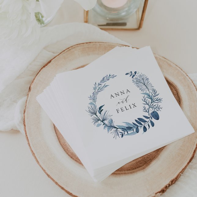 Serviette En Papier Azur sauvage | Mariage de couronne botanique (Créateur téléchargé)