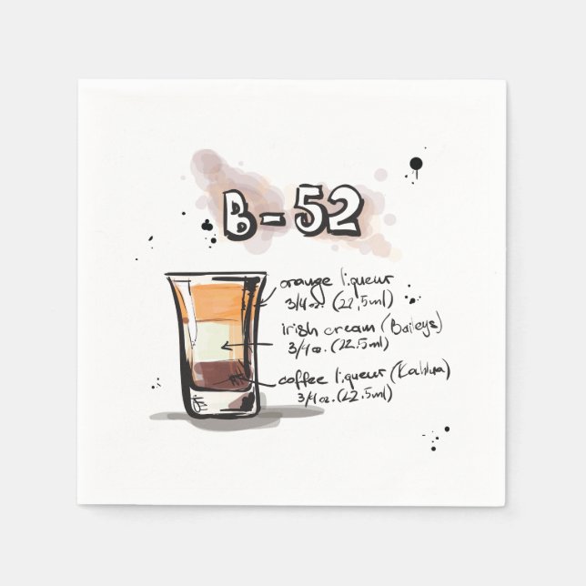Serviette En Papier B-52 Boire Recette Cocktail Napkin (Devant)