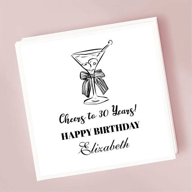 Serviette En Papier B&W moderne à 30 ans Anniversaire Napkin (Créateur téléchargé)