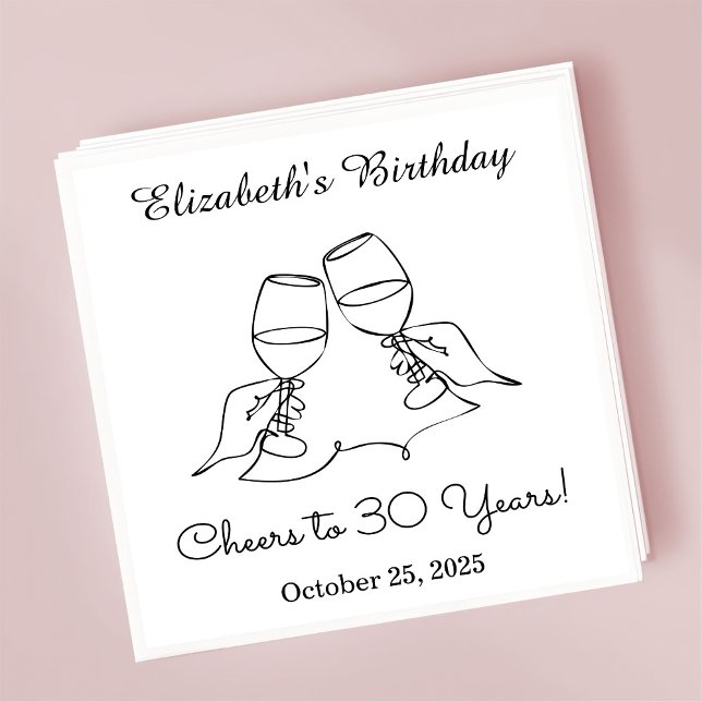 Serviette En Papier B&W moderne à 30 ans Anniversaire Napkin (Créateur téléchargé)