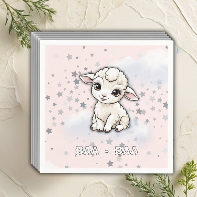 Serviette En Papier Baa-Baa Un Petit Baby shower D'Étoiles D'Agneau (Créateur téléchargé)